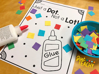 Just a Dot, Not a Lot! Glue Practice Sheet