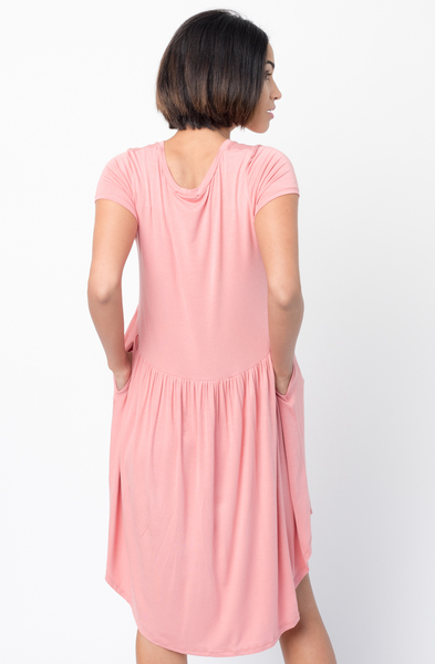 Shop for Pink Tee tunic dress U Neck and a full skirt Online - $44 - on caralase.com