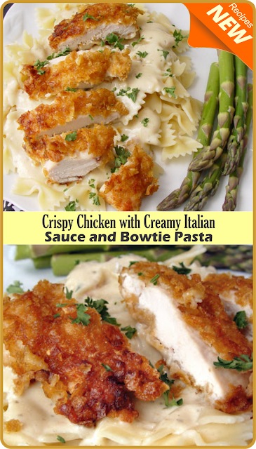 Crispy Chicken with Creamy Italian Sauce and Bowtie Pasta | Amzing Food