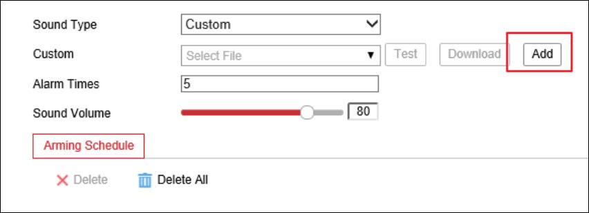hikvision upload custom sound alarm