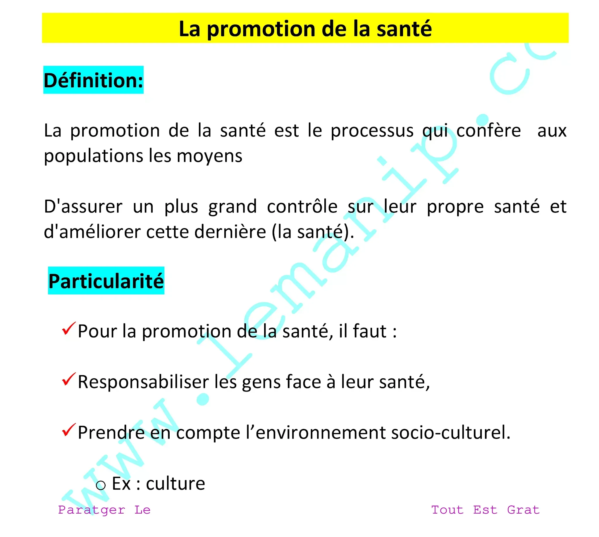 La promotion de la santé