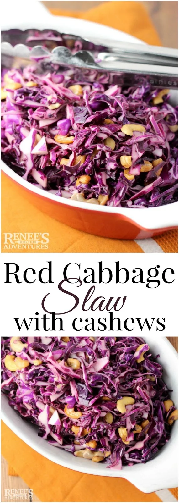 Red Cabbage with Cashews -easy, healthy, vegetarian coleslaw recipe