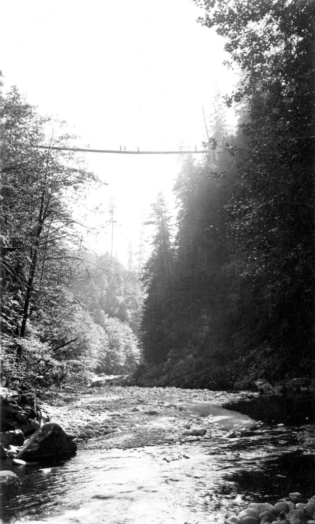 These vintage photographs capture people crossing the famous Capilano Suspension Bridge in Vancouver  1890 1910 - 61