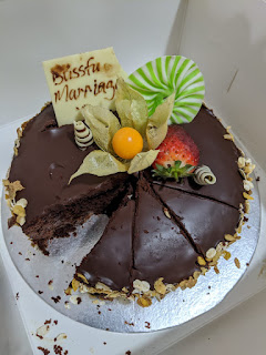 sliced up chocolate cake
