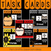 Counting Numbers 0 - 10 Fall Themed Task Cards Discounted Bundle