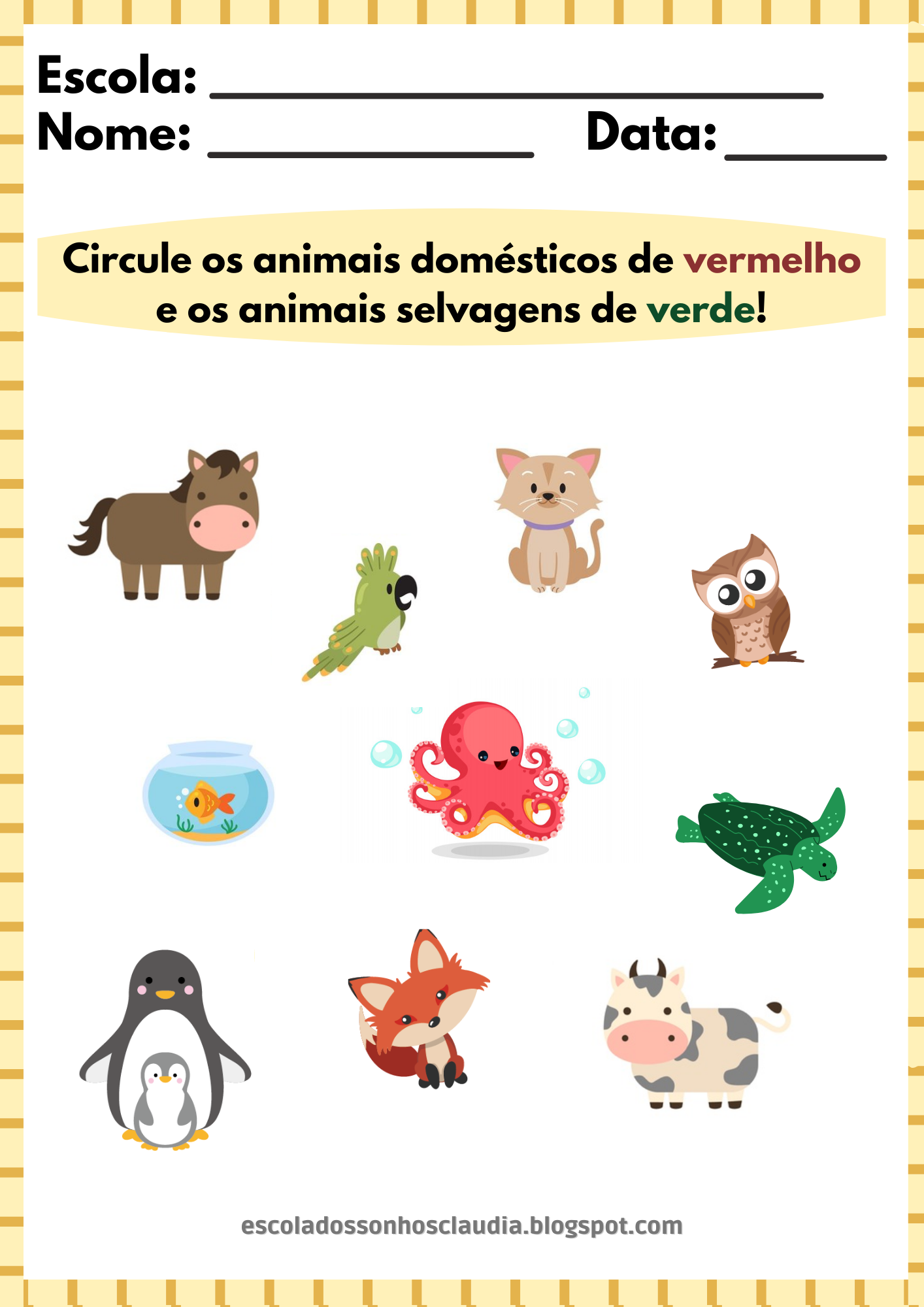 Atividade Veterinário Pinte Animais - Atividades - Smartkids  Atividades  animais, Animais, Animais silvestres e domesticos