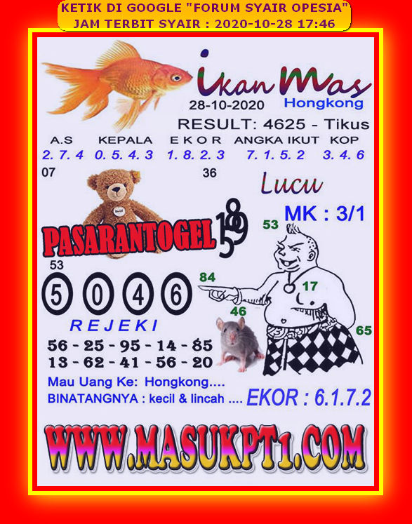 Syair Hk Taypak 29 Oktober 2020