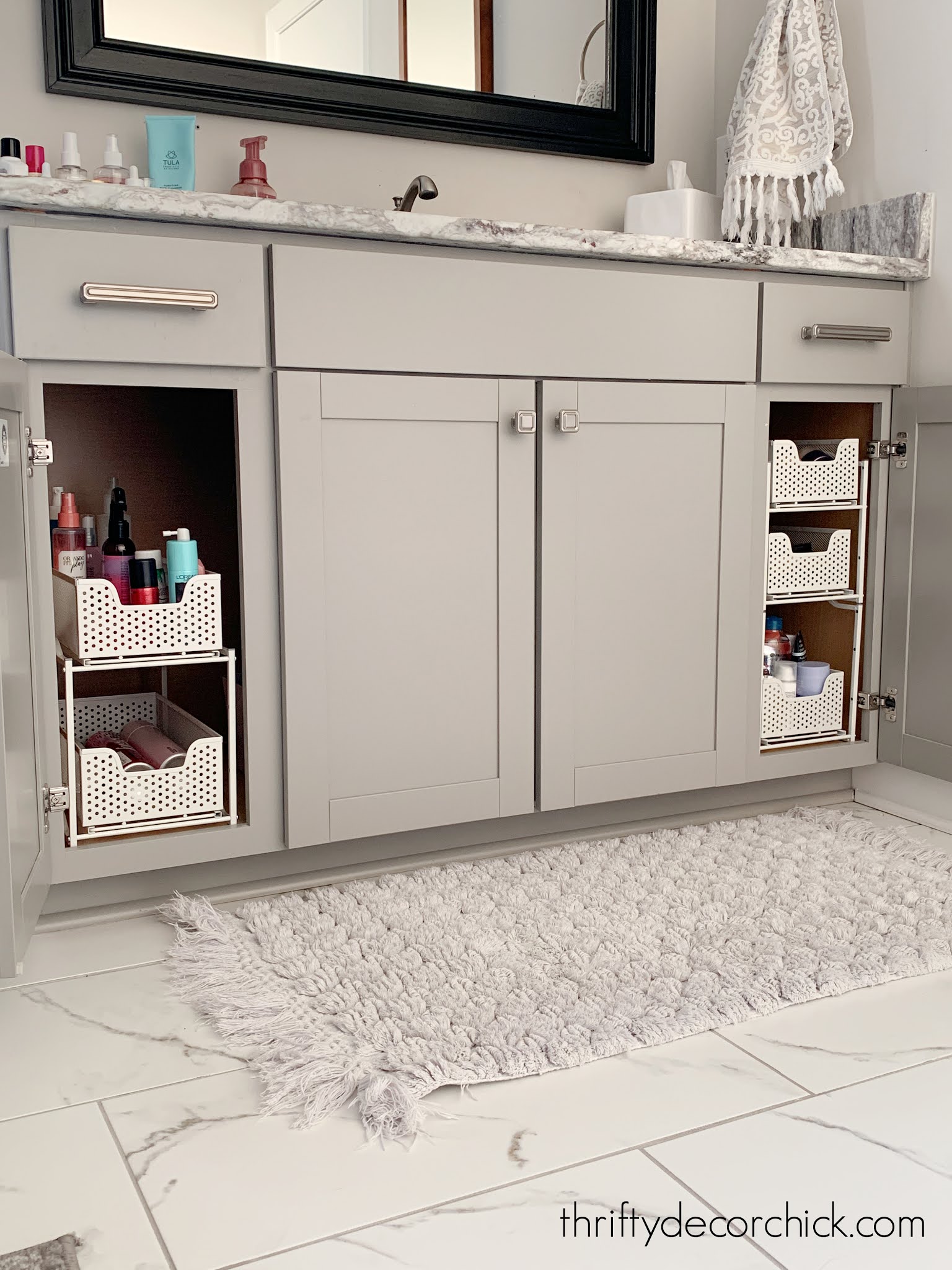 Under Bathroom Sink Cabinet Storage: How To Add A Shelf Inside Your Vanity  In Under 20 Minutes And For Less Than $20! - T. Moore Home Interior Design  Studio