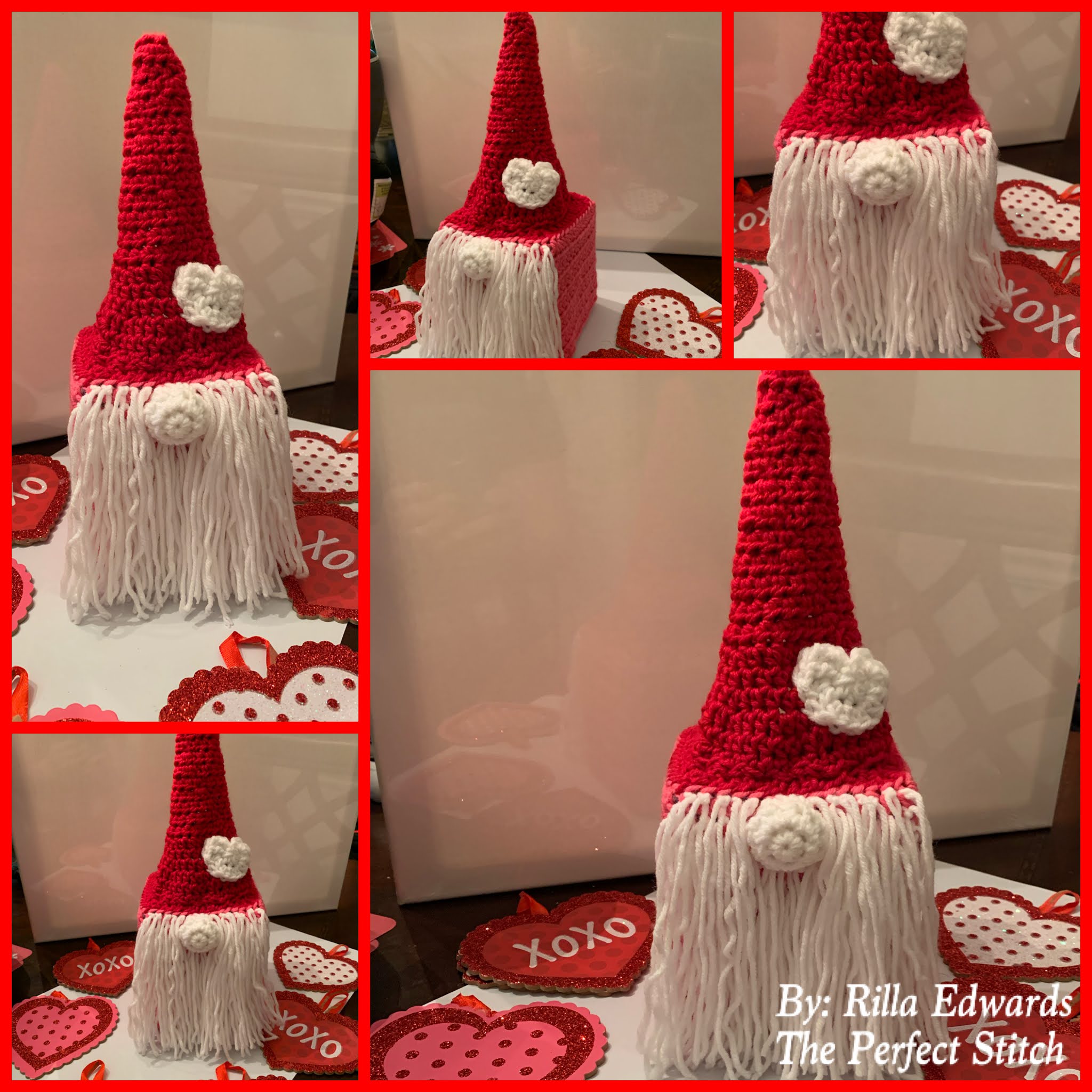 The Perfect Stitch... Valentine Gnome Tissue Box Cover