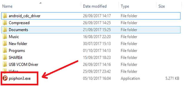 Folder Penyimpanan Psiphon