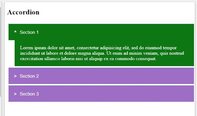 Accordion component using HTML and CSS