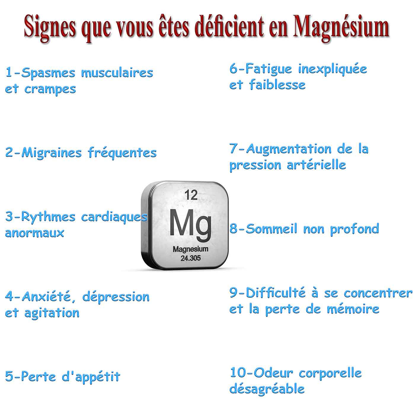 10 Signes que vous êtes déficient en Magnésium Remèdes Maison