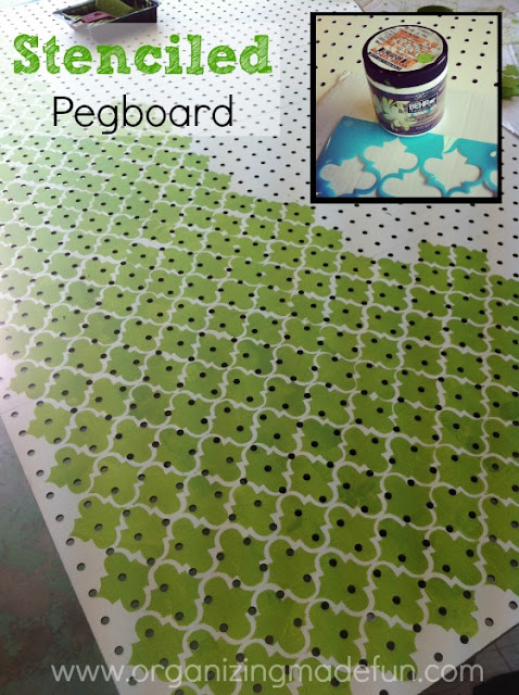 Stenciled pegboard | OrganizingMadeFun.com