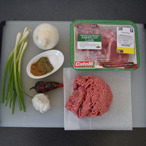 The mise en place for making home made gyros on the grill
