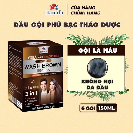 DẦU GỘI PHỦ BẠC NÂU THẢO DƯỢC 150ML – HAMIFA, My Pham Nganh Toc