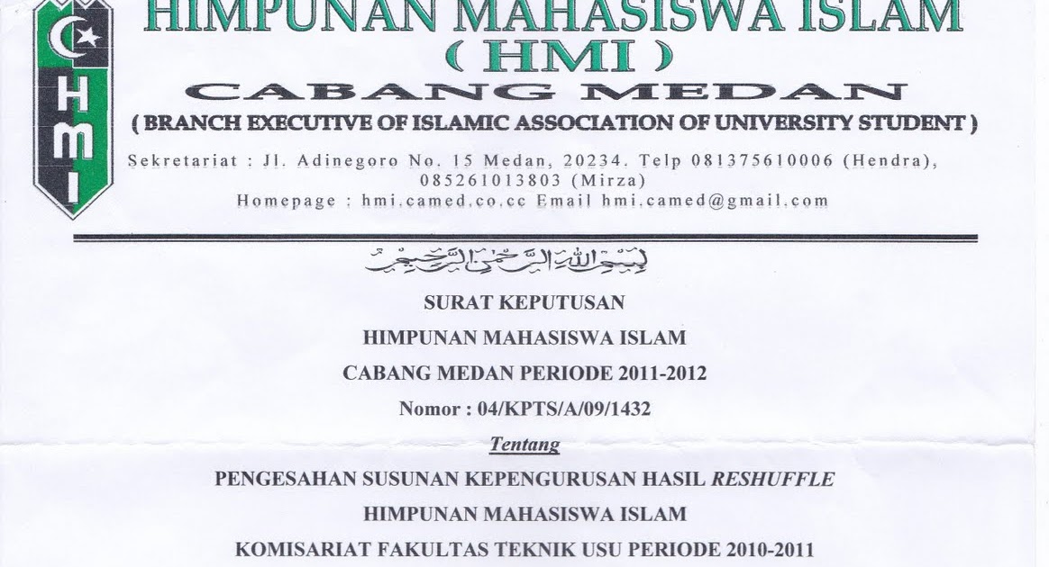 Contoh Surat Himpunan Mahasiswa Islam Johorer