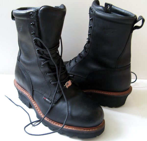 RED WING MOTORCYLCE ENGINEER BOOTS HERITAGE LOGGER BOOTS BLACK LEATHER ...