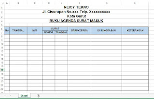 Format Agenda Surat Masuk dan Keluar di Excel