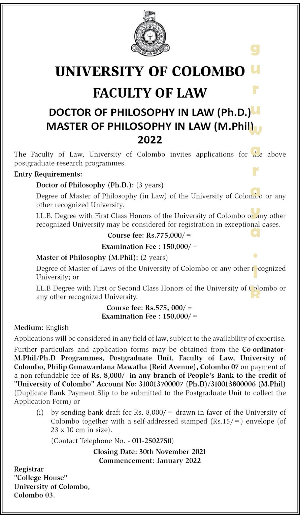 MPhil , PhD in LAW