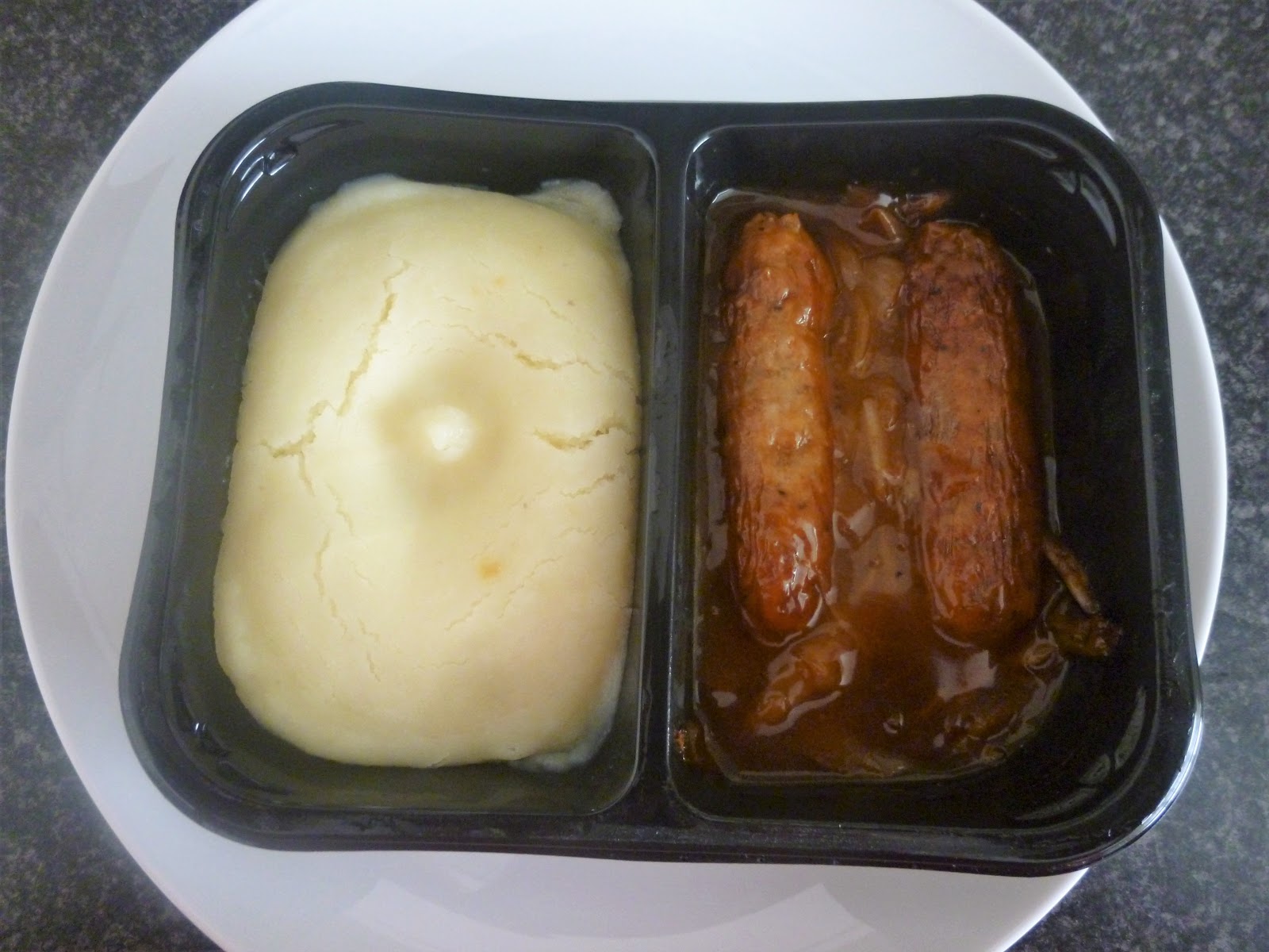 Marks & Spencer Food Reviews M&S Bangers & Mash With Onion Gravy