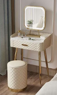 Retro Glam Vanity with 1 Drawer and LED Lit Mirror