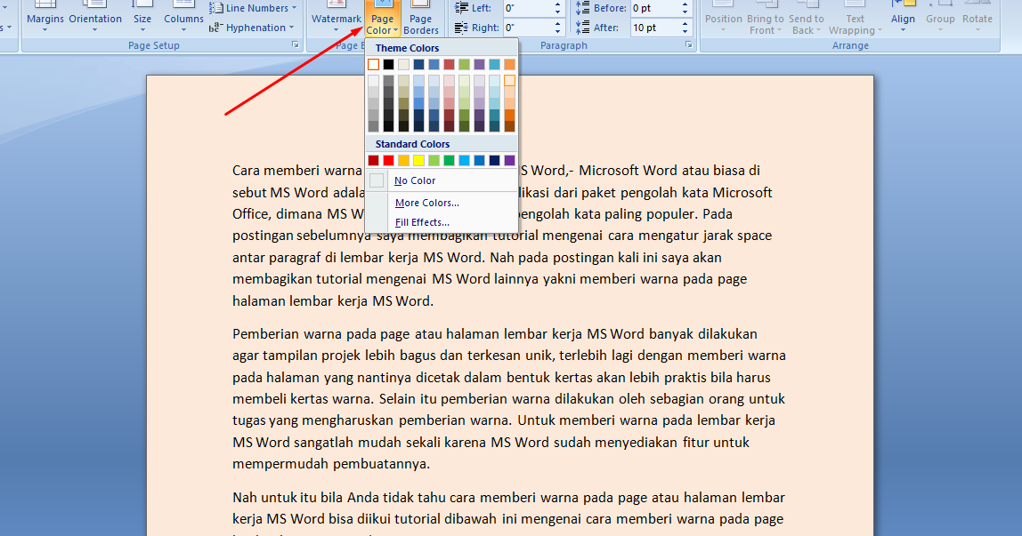 Cara Memberi Warna Pada Halaman MS Word