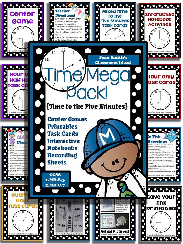 Fern Smith's Time Mega Pack - Printables, Center Games, Task Cards and Foldables For 1.MD.B.3