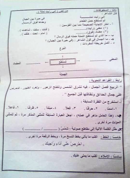 بالصور: اقوى تجميع امتحانات الميد تيرم في اللغة العربية للصف الرابع الابتدائى الترم الثانى 2017  17352222_1291957424191211_2067174683595333626_n