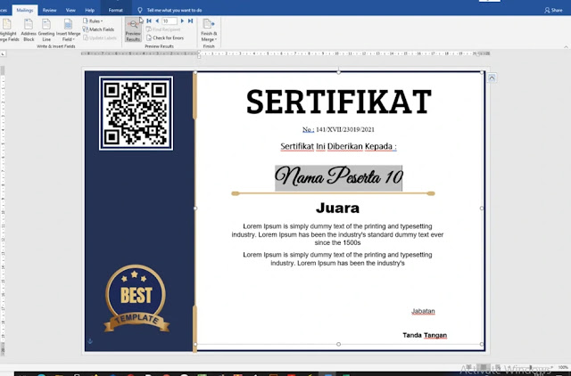 Free Sertifikat.Docx : Download Sertifikat Word Plus Fitur Cetak Masal