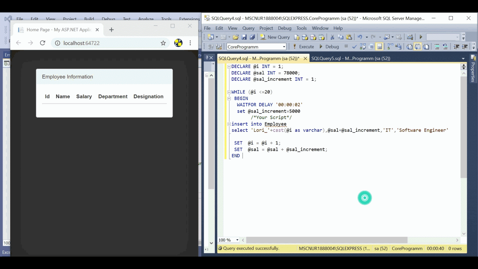 How to use SignalR in MVC & Communicate with the SQL Server Database