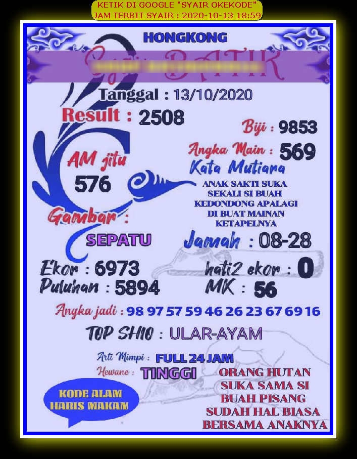 1 New Message Kode Syair Hongkong 13 Oktober 2020 Forum Syair Togel Hongkong Singapura Sydney