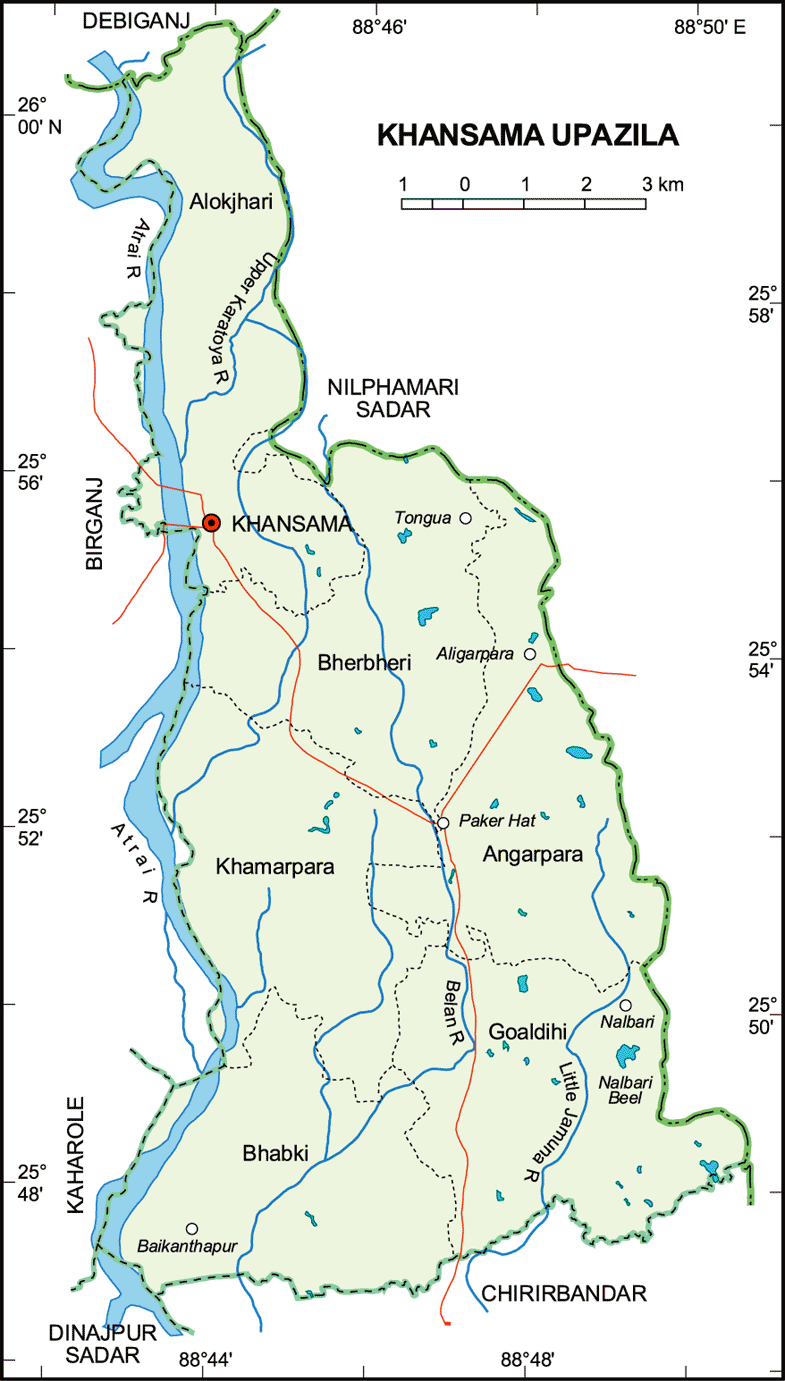 Khansama Upazila Map Dinajpur District Bangladesh
