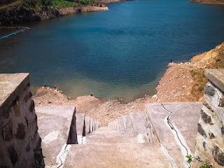 Construction Building Of Tall Stair Headed To The Edge Of The Lake Water Titab Ularan Dam North Bali Indonesia