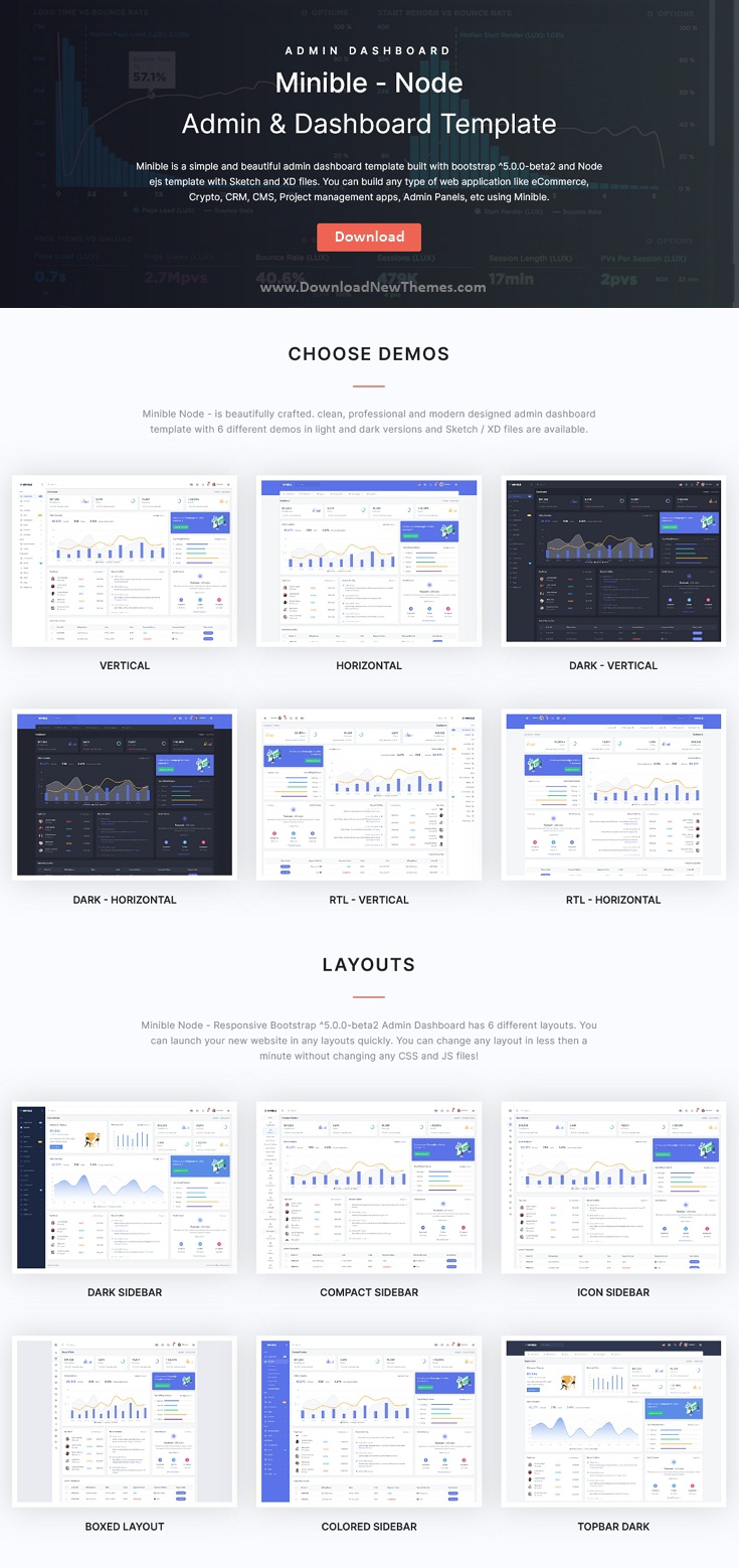 Minible Node.js Admin & Dashboard Template Download New Themes