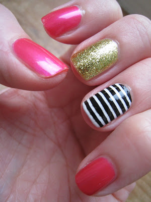 2True-Barry-M-pink-black-white-and-gold-glitter-manicure