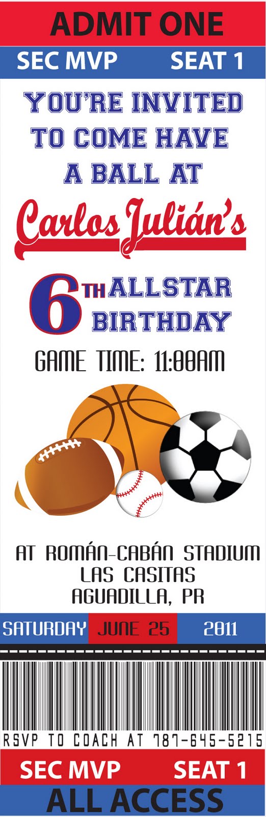 all star sports ticket invitations template