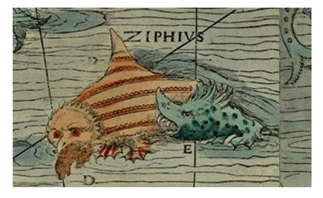 Морские чудовища и сказочные существа на старых картах