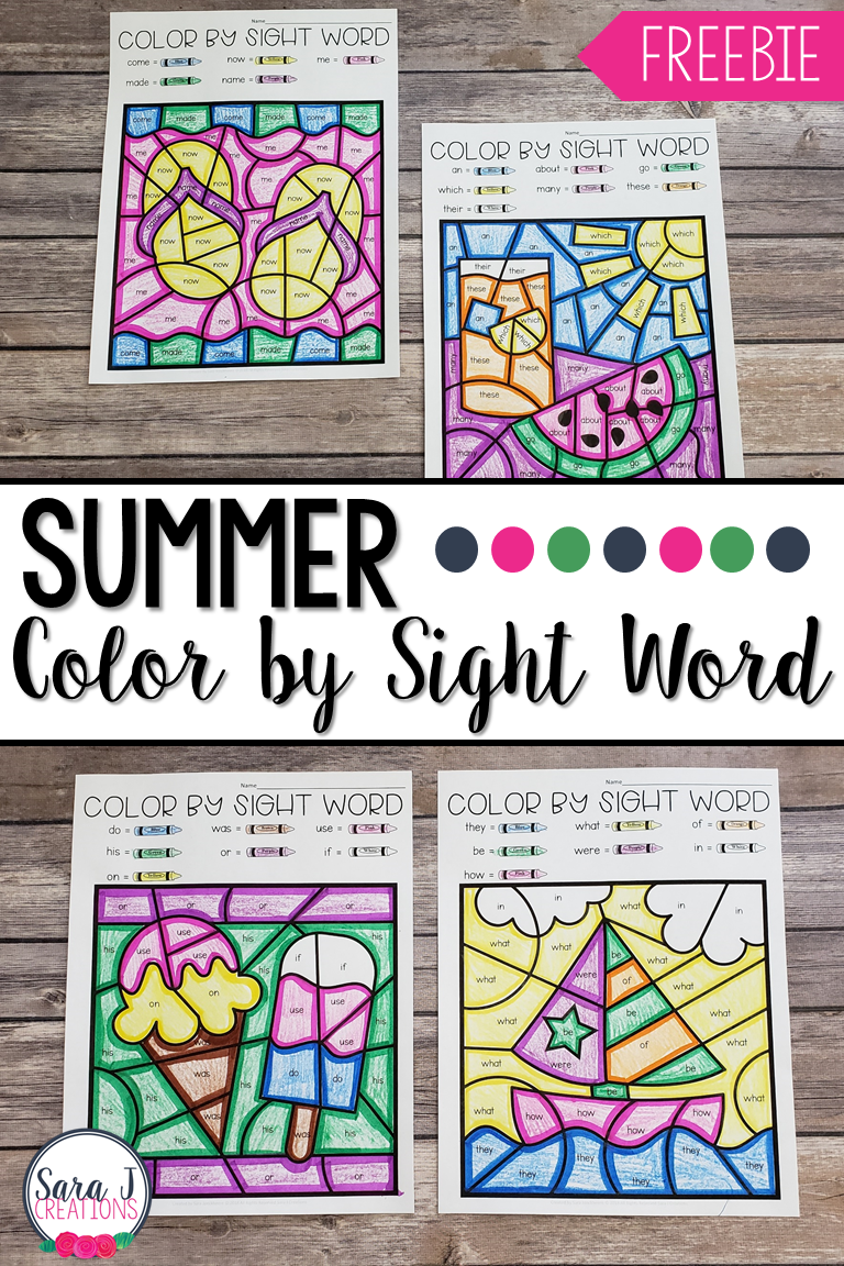 Download your FREE summer color by sight word pages here! Don't miss out on this awesome way to review and read sight words. Make learning and practicing these high frequency words even more fun for your students.