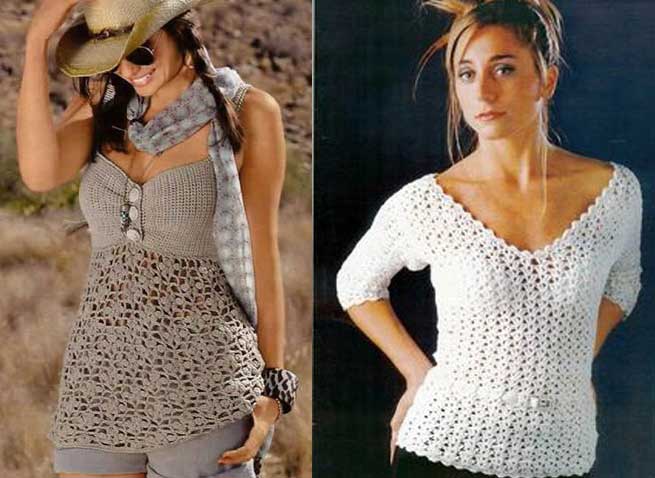 Blusa de crochet en tonos suaves de beige y crema