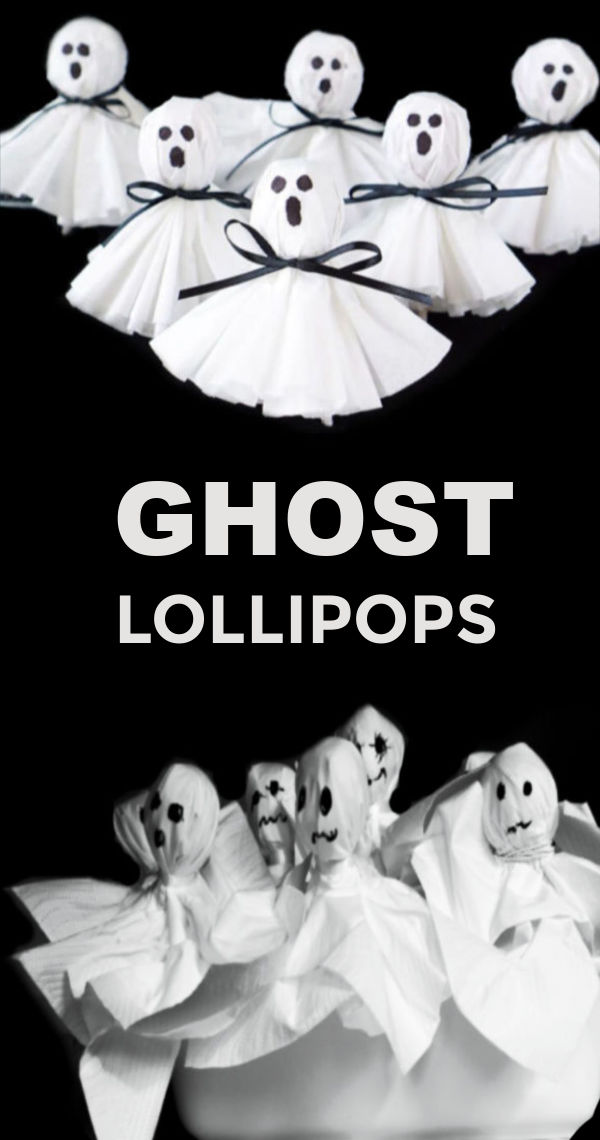 Ghost lollipops Halloween treats for kids #halloween #ghostlollipopshalloween #halloweentreats #halloweenpartyideas #growingajeweledrose #activitiesforkids