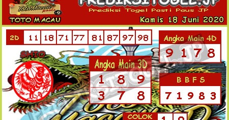 Prediksi Toto Macau Kamis 18 Juni 2020 Prediksi Toto Macau Kamis 18 Juni 2020