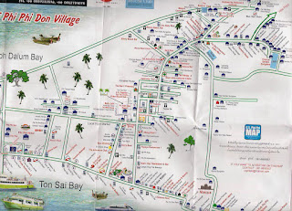 Phi Phi  village map, plano Islas Phi Phi, Tailandia, La vuelta al mundo de Asun y Ricardo, vuelta al mundo, round the world, mundoporlibre.com