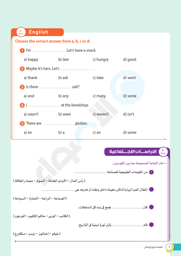 إختبار متعدد التخصصات مجمع لشهر أبريل للصف الرابع الابتدائي عربى ولغات Grade%2B4%2B_006