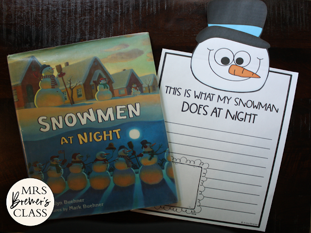 Snowmen at Night book activities unit with Common Core aligned literacy companion activities and a craftivity for winter in Kindergarten and First Grade