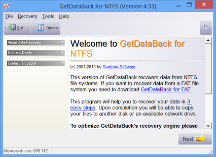 getdataback 3.03 for ntfs / fat + key
