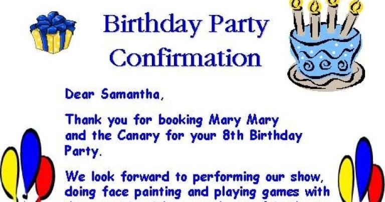 Birthday Invitation Letter For Kids - Birthday Letter