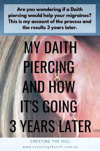 There's no scientific proof that a daith piercing works to relieve migraines and chronic headache. I've had mine for three years and this is how mine has impacted on my headaches. #daith #piercing #headaches #migraines