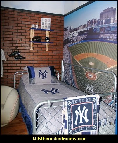 baseball bedroom boys themed decorating bedrooms decor theme max joy baseballmomstuff bed maries manor living yankees sports furniture bedding dugout