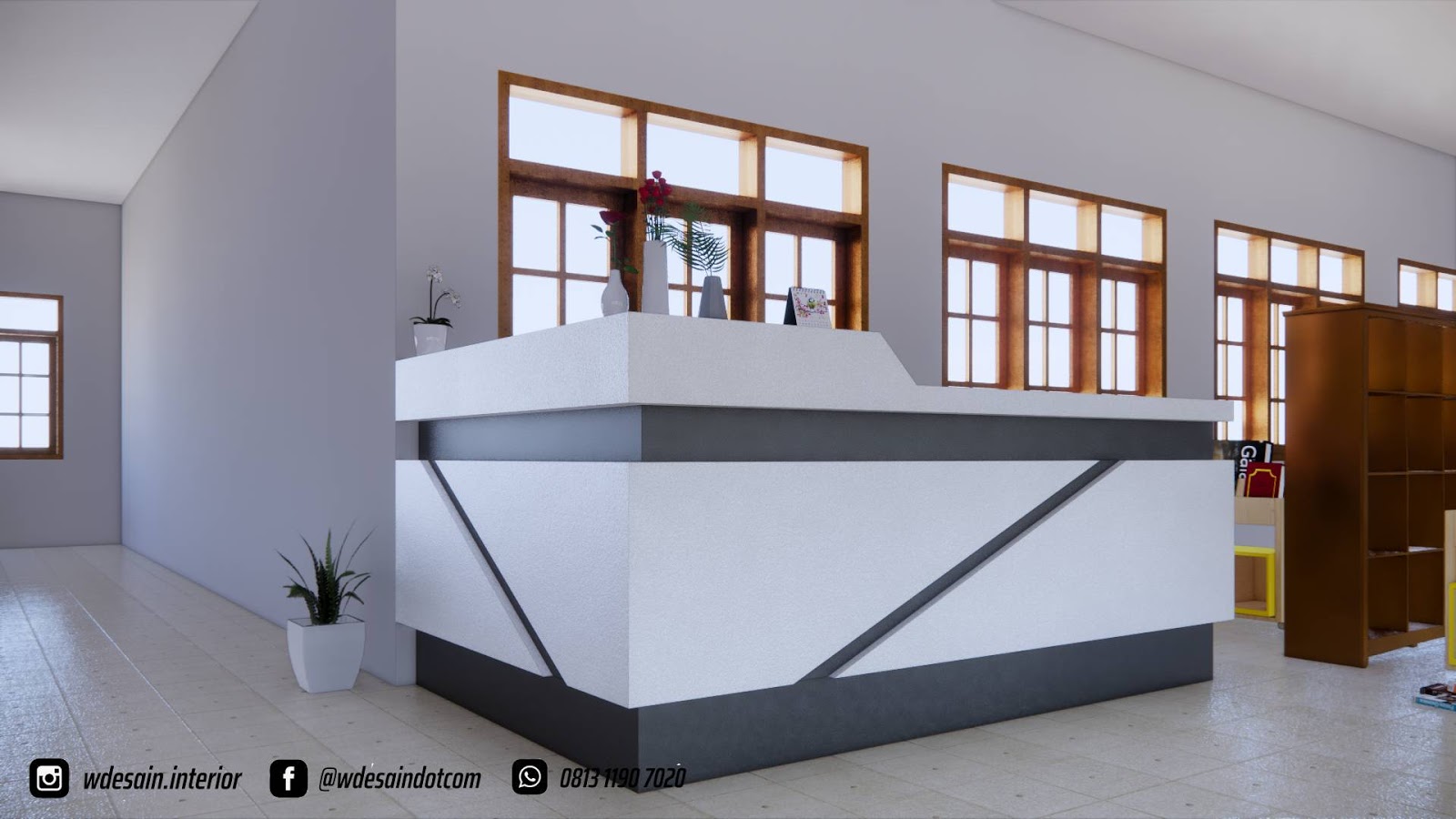 Meja Resepsionis Minimalis HPL hotel kantor wdesain Desain Rumah