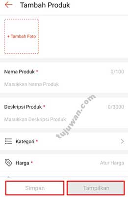 Menambahkan produk saat membuka toko di shopee